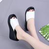 Thick bottom slope heel fish mouth sandals women wear one-word non-slip muffin bottom slippers women