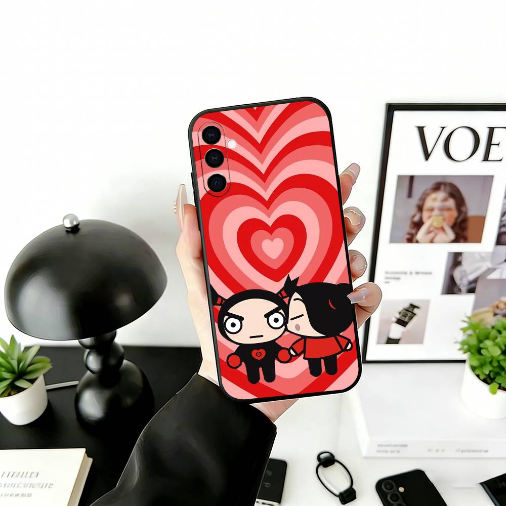 Chinese Doll P-Pucca Phone Case For Samsung Galaxy A73,A72,A71,A70,A53,A52,A51,Soft Silicone Black Cover