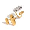 Stainless Steel Double Layer Ring Two Color Open Ring Geometric Ring  Versatile Wear