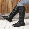 Winter new fashion boots women's trend low heel round head high boots large size women's shoes