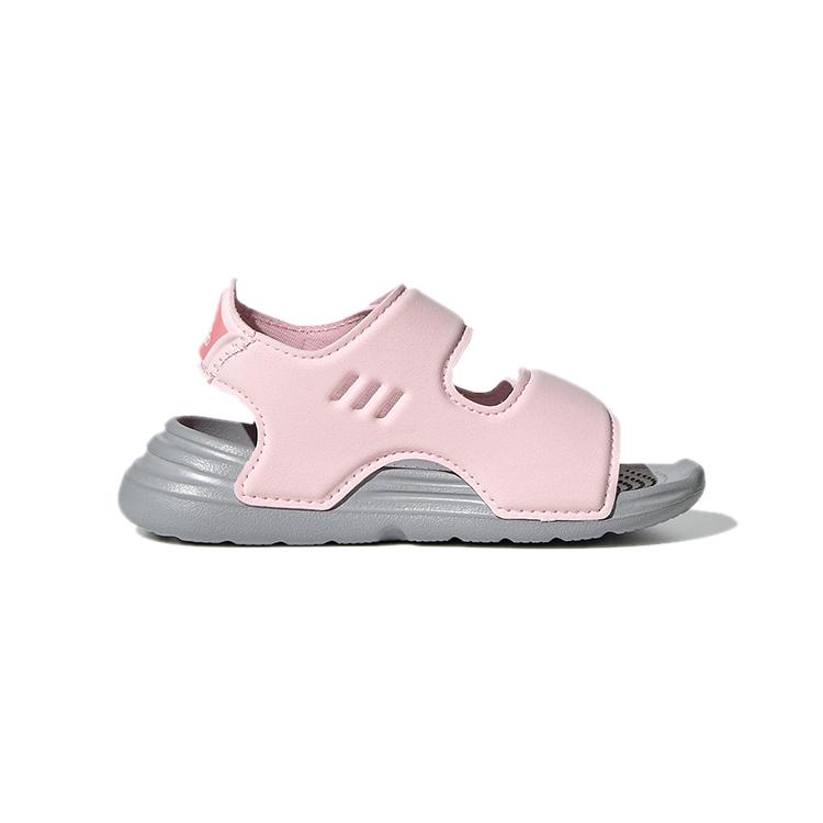 adidas Swim Synthetic Leather Slip Resistant Anti Kick Cushioning Low Top Toddler Shoes Pink Gray FY8065
