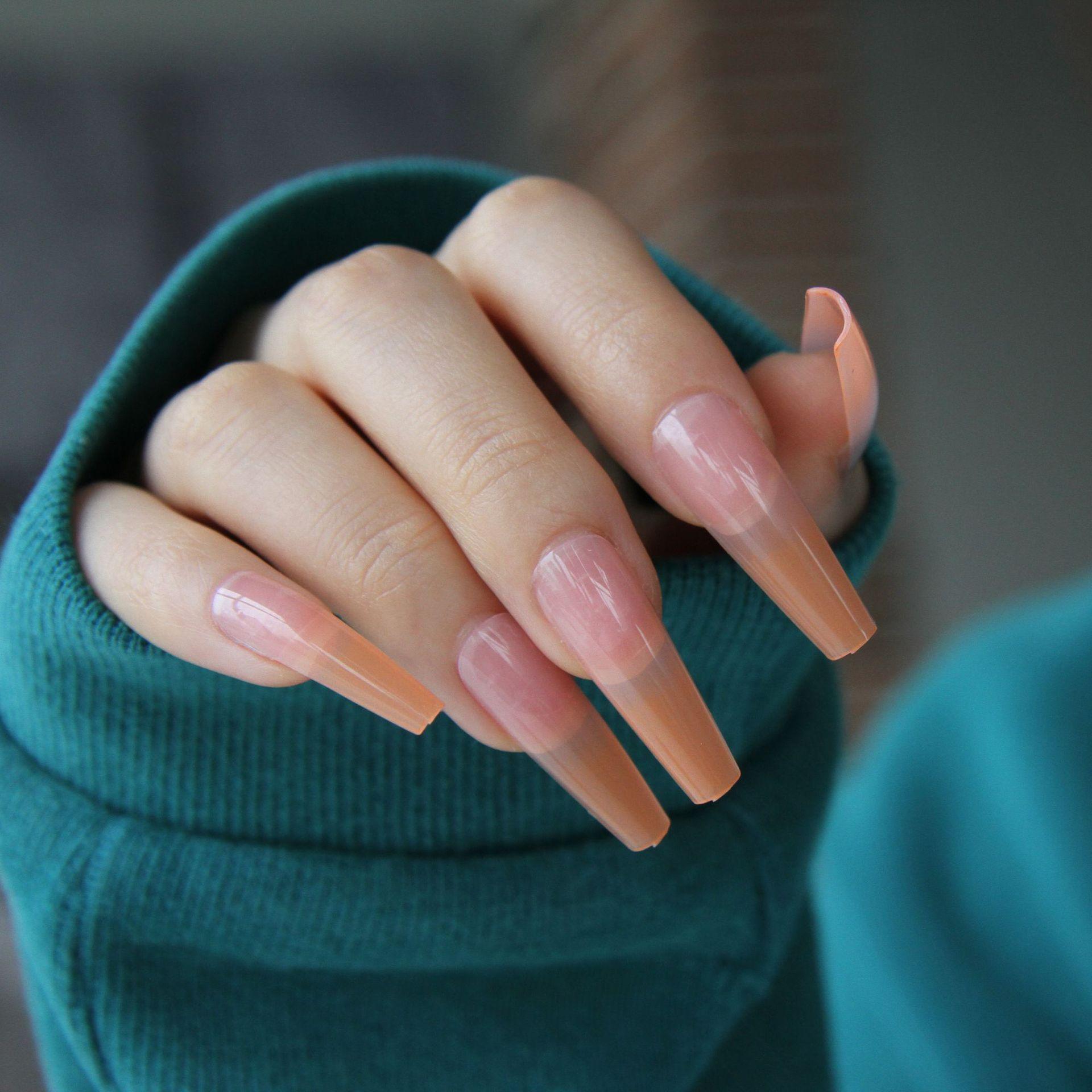 

Искусственные ногти Прозрачный градиент светло-оранжевый Носимые ногти Накладные ногти Маникюрные нашивки