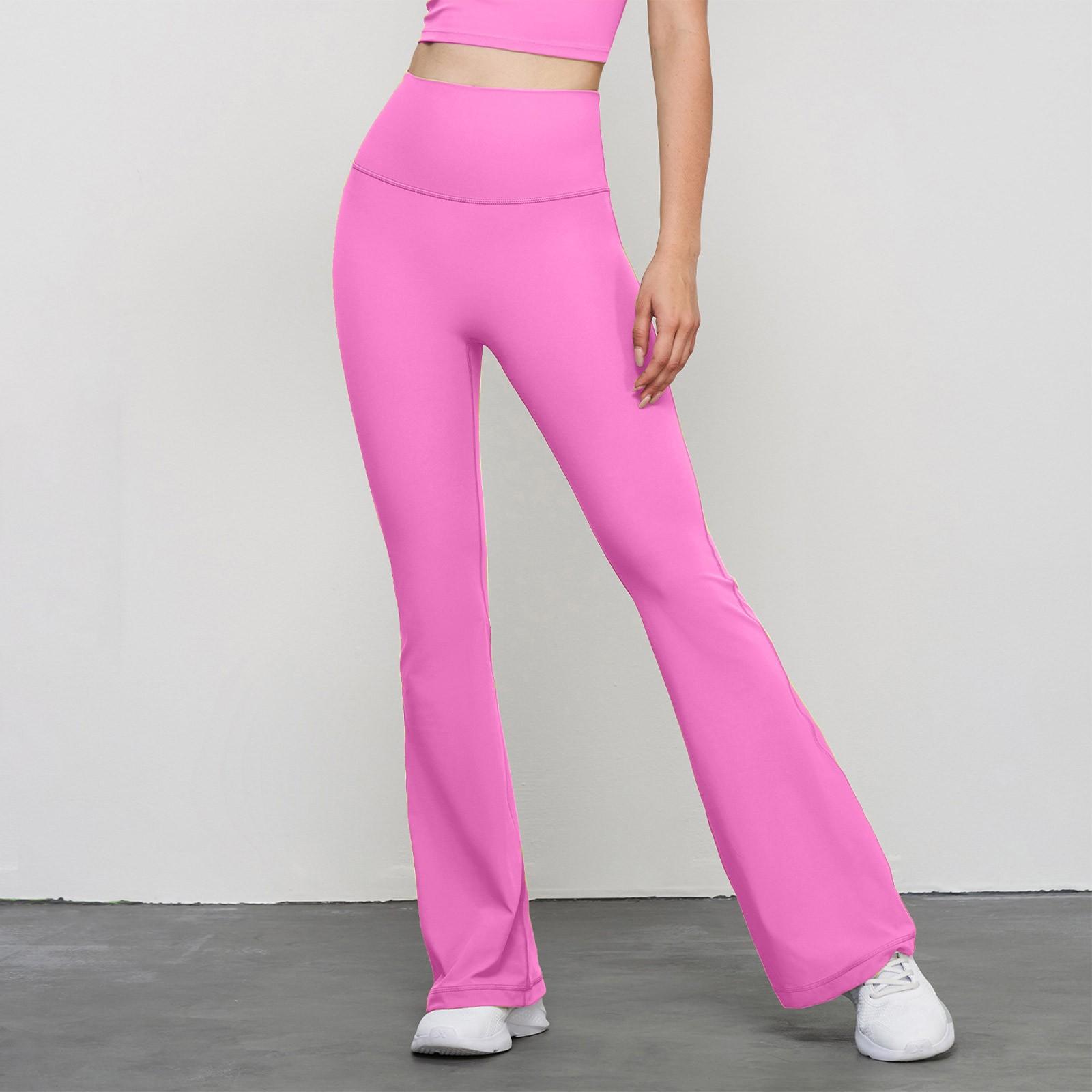 

Молодежные расклешенные брюки для йоги телесного цвета для женщин, весна и лето, новые брюки для фитнеса с высокой талией и подтяжкой бедер, обтягивающие расклешенные брюки XL розовый
