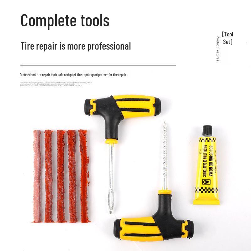 

Комплект для ремонта бескамерных шин электромобилей, велосипедов и мотоциклов с аварийными резиновыми полосками и клеем