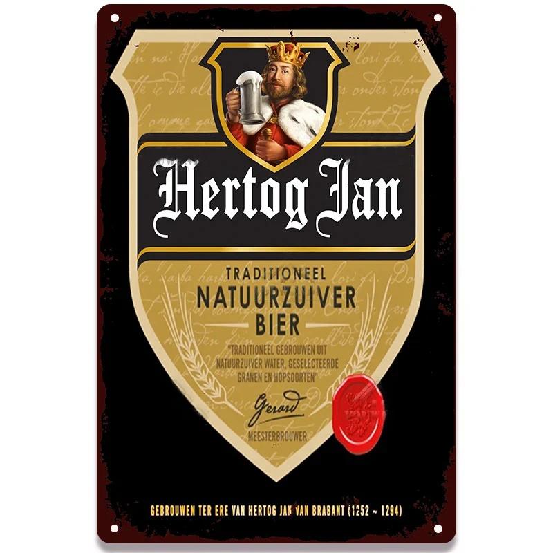 Retro Beer Posters Home Decor Plate Vintage Metal Tin Sign Hertog Jan Metal Plaque Pub Bar Wall Room Decoration