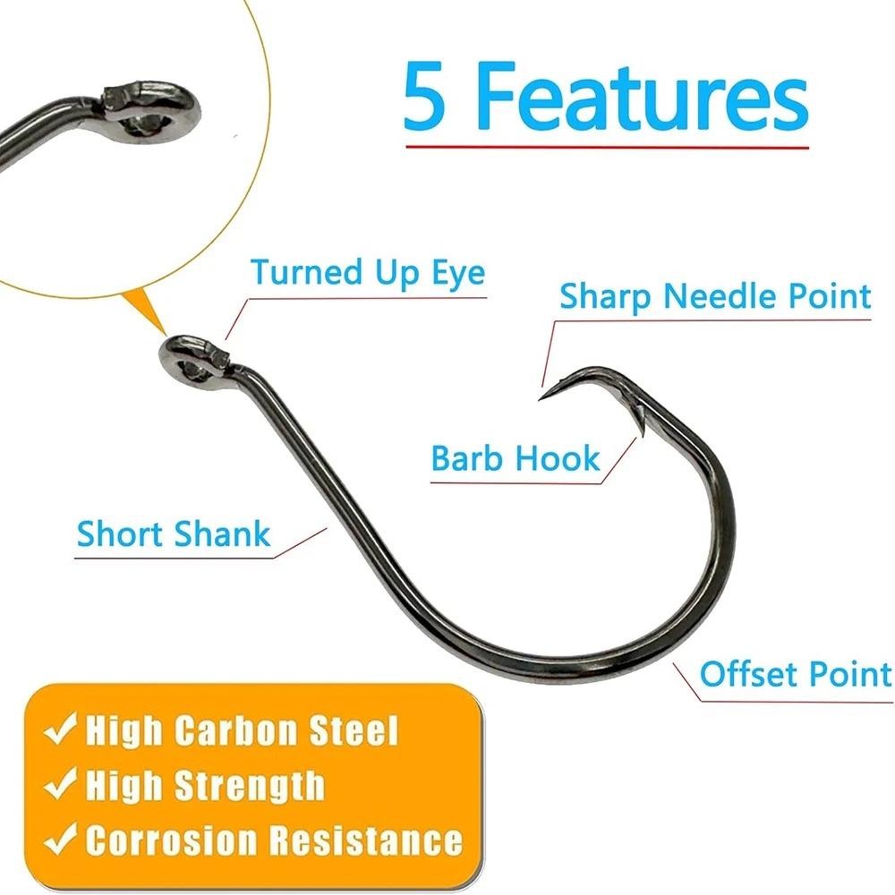 50pcs Octopus Fishing Hook High-carbon Steel Fishhooks Saltwater Bass Black Offset Octopus Sea Fishing Beak Bait Tackle Circle Hooks - Sharp Barbed