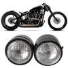 Universal Motorcycle 8.5in Iron Front Double Twin Round Headlight Lamp(Double Black and White)