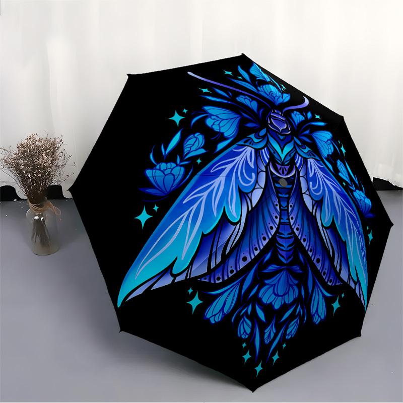 1pc Moth Fantasy Automatic Open/close Umbrella, 8-Rib sturdy structure, Auto Folding/Opening, Portable Travel Umbrella for Women,068