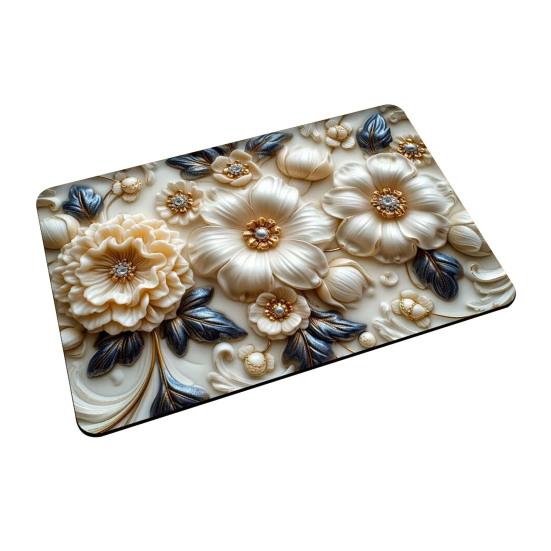 3D Visual Flower Floor Mat Soft Absorbent Diatom Mud Door Mat Non-Slip Bath Rugs for Tub Bathroom Kitchen