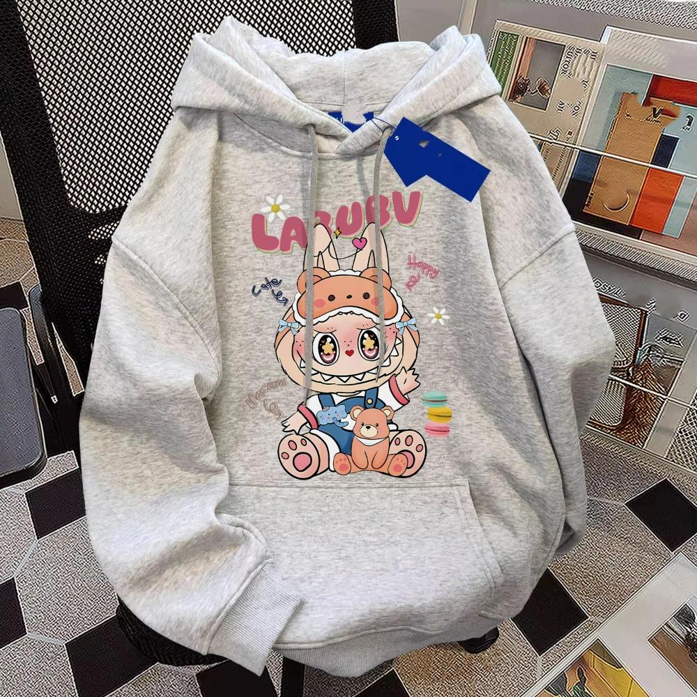 Fashion Men Women's Hoodies Cartoon Labubu Monster Print Pullover Top Casual Sweatshirt Kids Hoodies Clothing