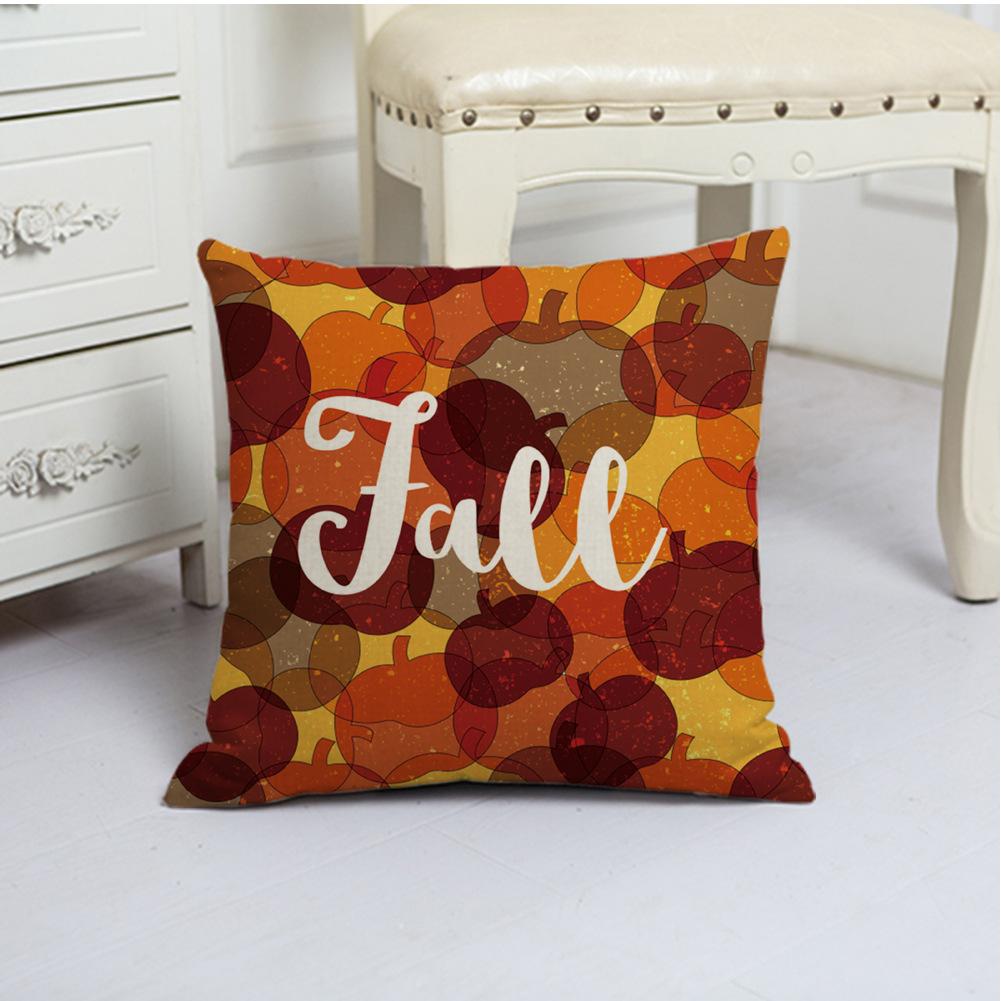 White Pumpkin Thanksgiving Garland Flax Pillow Case European and American Fashion Home