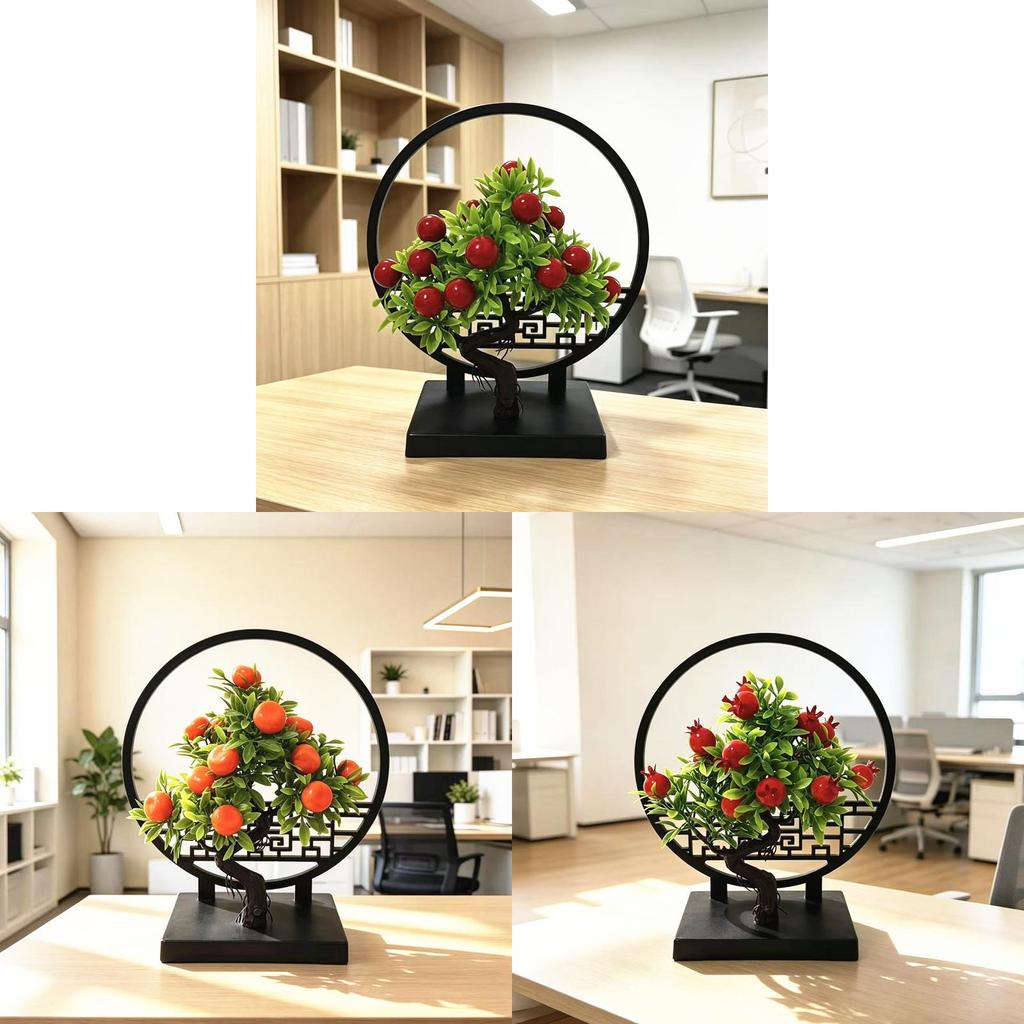 New Chinese Style Screen Divider With Small Fruit Faux Plants For Home Decor And Gifts