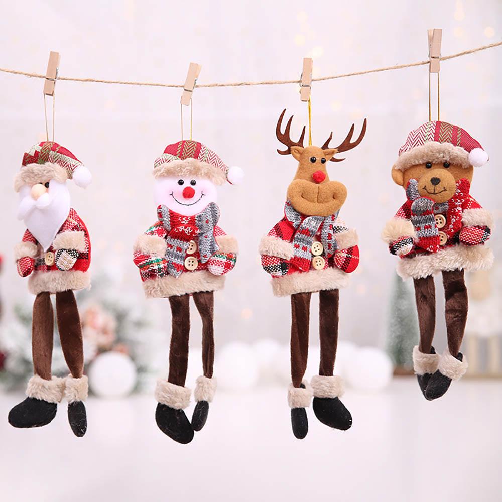 Weihnachten lange Beine Muppets Anhänger mit kariertem Tuch Cartoon Charakter für Weihnachtsbaum Dekoration Neujahr Party Schaufenster hängen Ornament Dekor