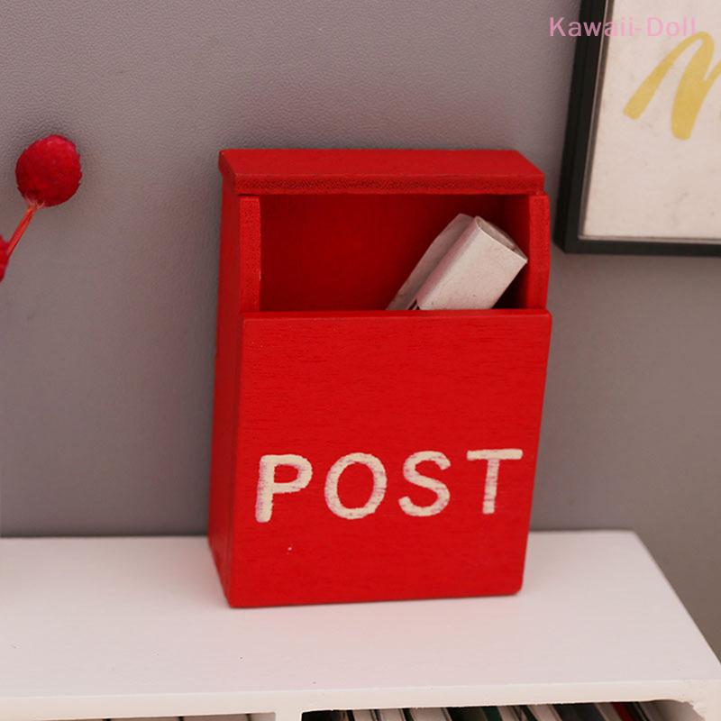 1:12 Puppenhaus Miniatur Rot Weiß Briefkasten Feengarten Tür Zubehör Dekoration Möbel Spielzeug