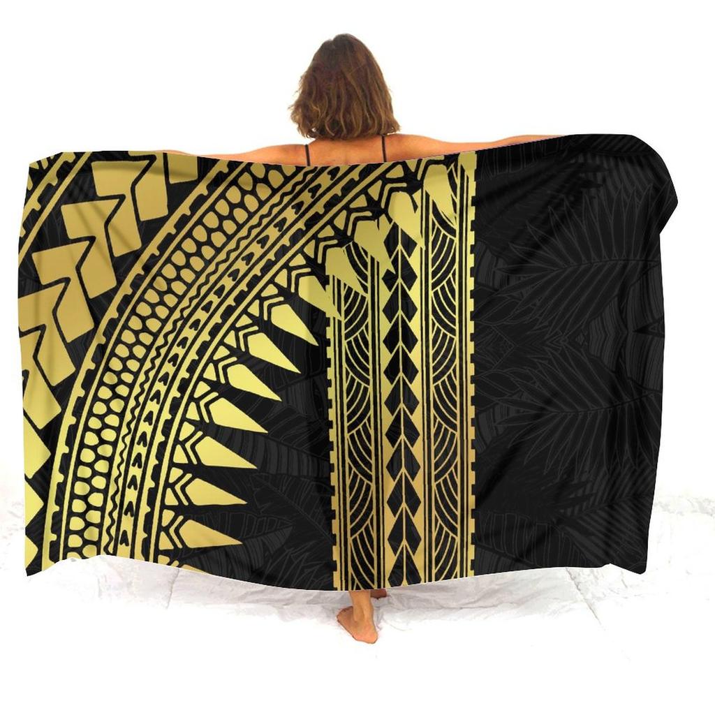 Soft And Comfortable Fabric Summer Beach Holiday Sun Sarong All-In-One Cover Coat Polynesian Print Tailored Women'S Sarong