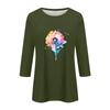 3/4-Ärmel Oberteile für Damen T-Shirt Lässig Print Oberteile T-Shirt Rundhals Pullover Bluse