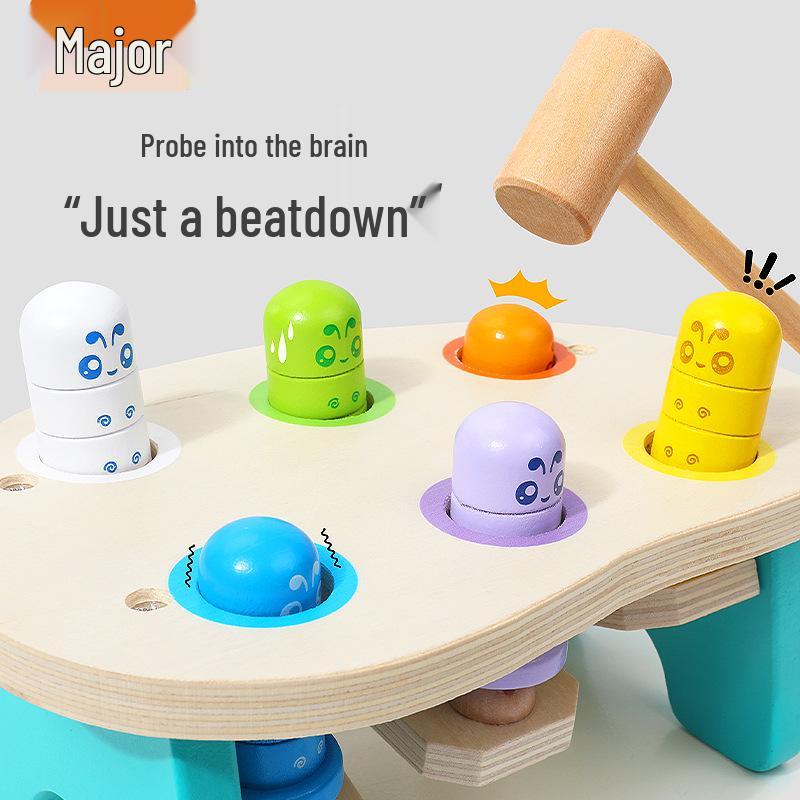 Wooden Whack-a-Mole Puzzle Table for Kids: Hand-Eye Coordination Toy