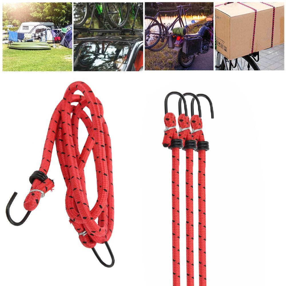 

4 Pack Rubber Bungee Cords 140cm High Elasticity Bungee Straps Heavy Duty with Hooks Elastic Cord Travel and Moving Packing красный
