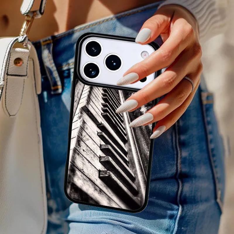 Musik Piano Elegant Telefonfodral För iPhone 17 Air 14 15 13 12 Max Fodral För Apple 16e 11 Pro Max Plus Coque