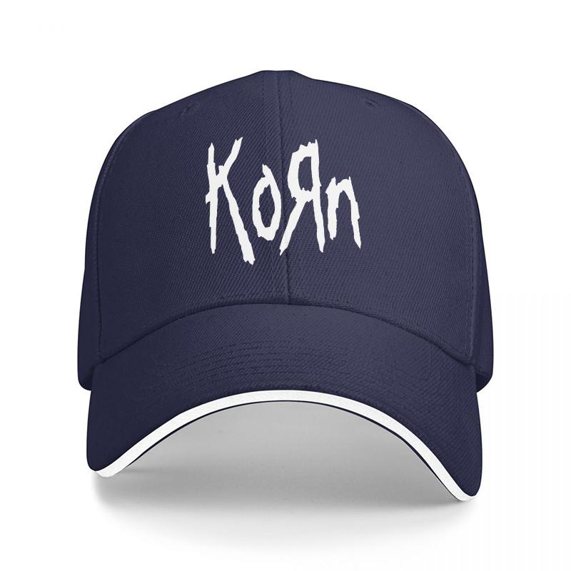 Korn Band Logo Black Baseball Cap with White Embroidered Design for Music Fans and Rock Style Enthusiasts