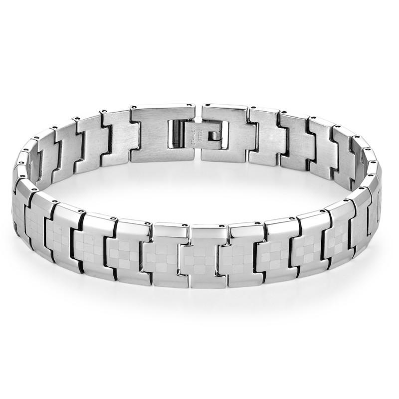 Stainless Steel Mens Geometric Black Bracelet Minimalist Luxury Style Casual Office Wear