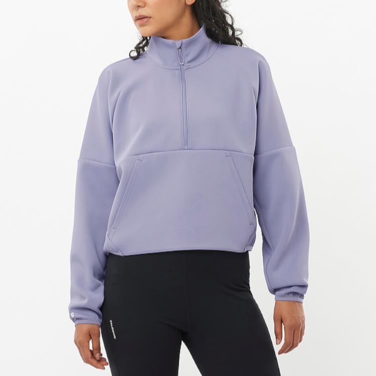 Salomon Shkout Hz Crop Sweater Women Sweater Granite-Blue C24181