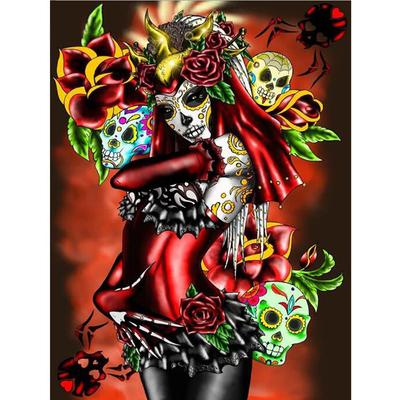 5D DIY Diamant Malerei Schädel Schönheit Stickerei Voll Platz Diamant Kreuz Stich Strass Mosaik Malerei