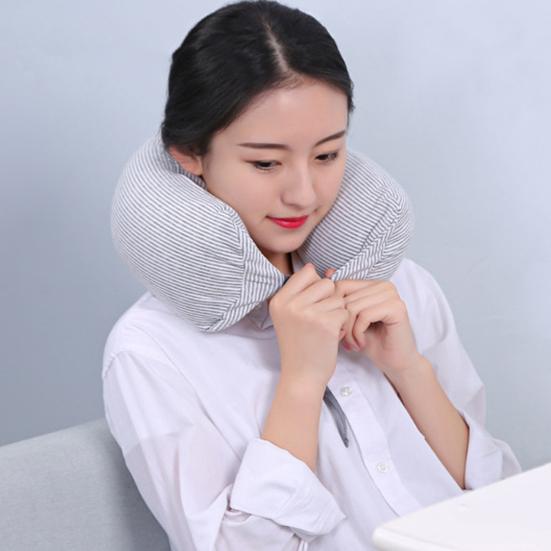 Pernă de călătorie pentru susținerea gâtului cu fermoar ascuns Pernă de călătorie în formă de U, super moale, respirabilă, reglabilă.