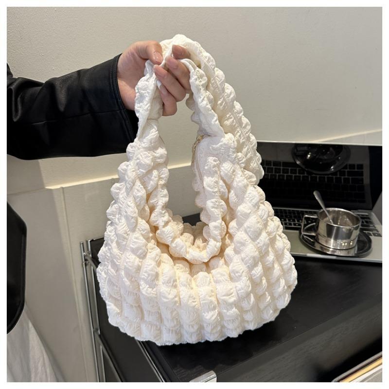 Soft Large Capacity Women Puff Cloud Shoulder Bag Casual Commute Folded Square Bag