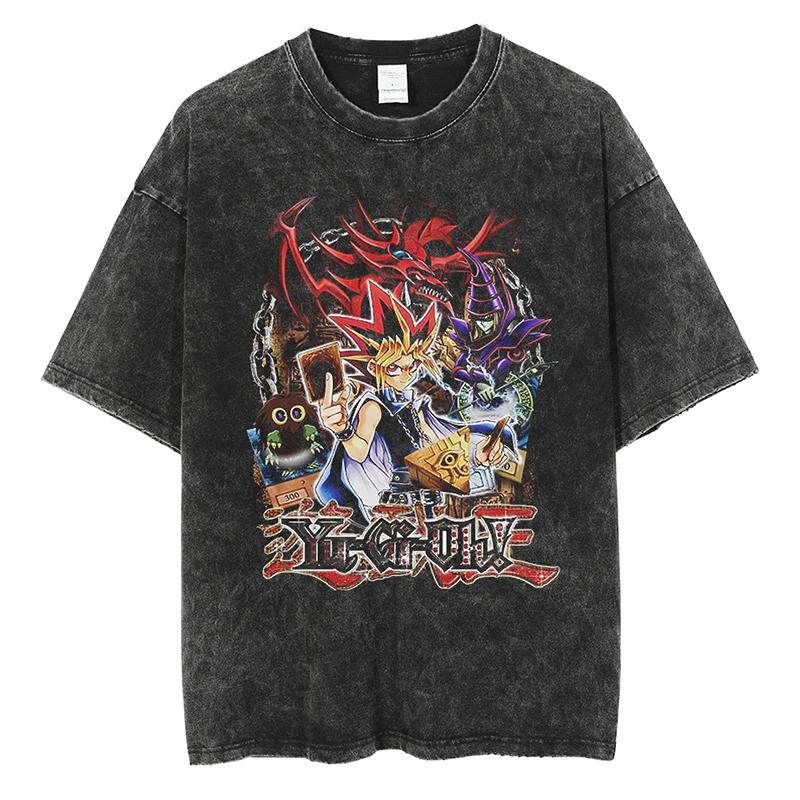 2025 Women Men Washed T Shirt Hip Hop Streetwear Japanese  Anime Yu Gi Oh Graphic Vintage T-Shirt Harajuku Short Sleeve Tee Tops