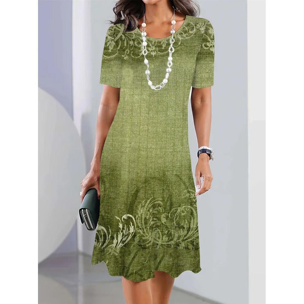 New Floral Short Sleeve Dress Bohemian Vacation Summer Dresses Plus Size Women's Fashion Comfortable Loose Dress