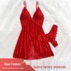 Evropská a americká dvoudílná souprava spodního prádla: Sexy síťovaná camisole noční košilka s výstřihem do V