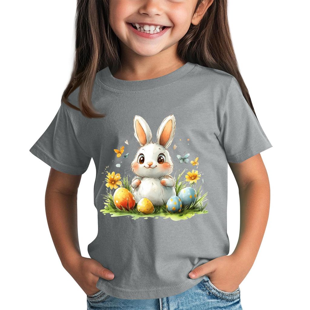 Småbarnsflicka Pojke T-shirts Barn Topp Pojkar Och Flickor Tryckt Kortärmad T-shirt 2-12 År