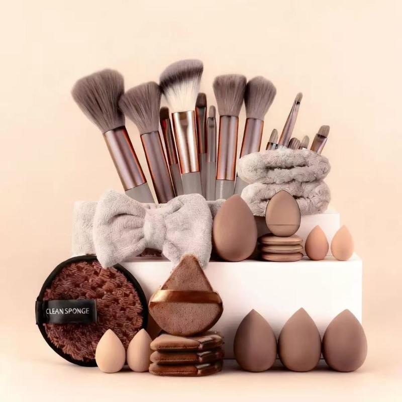 20/33Pcs Beauty Set Makeup Tool Kit Makeup Puff/Makeup Brush/Beauty Sponge For Makeup Application And Removal Of Makeup Full Set