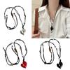 Irregular Love Heart Flower Beaded Pendant Necklace Adjustable Length Neckchain For Women Enamel Craft Jewelry