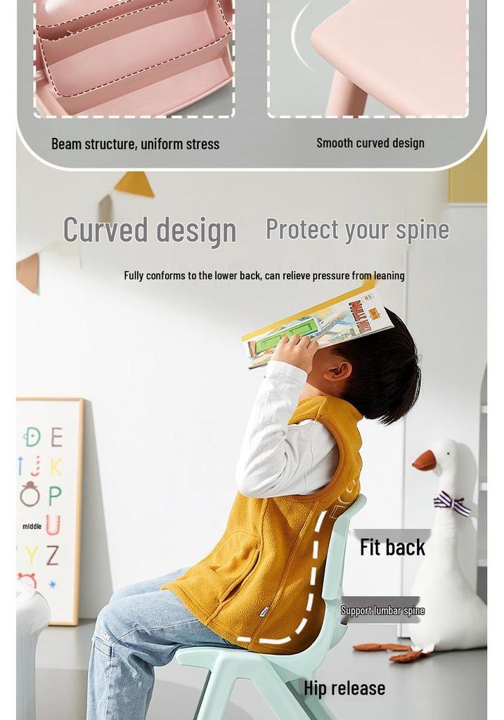Child's Anti-Slip Backrest Dining Chair - Thickened Household Plastic for Toddlers & Kindergarten