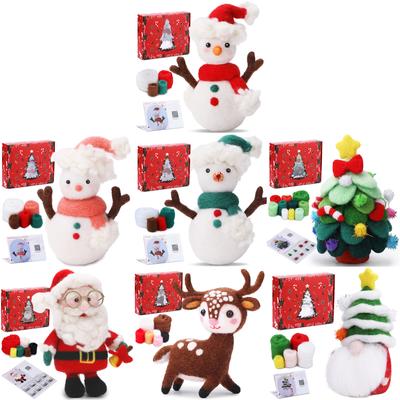 Weihnachts-Wollfilz-Materialpaket DIY Unfertige Wollfilz-Puppen Nadelfilz-Sets Starter für Anfänger Erwachsene