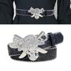 Sparkly Beaded Waist Belt Rhinestones Skull Buckle for Hot Girl Glitter Trendy Underbust Waist Chain Belt Disco Party