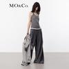 MO&Co. Wool-Blend Pleated High-Waist Wide-Leg Trousers