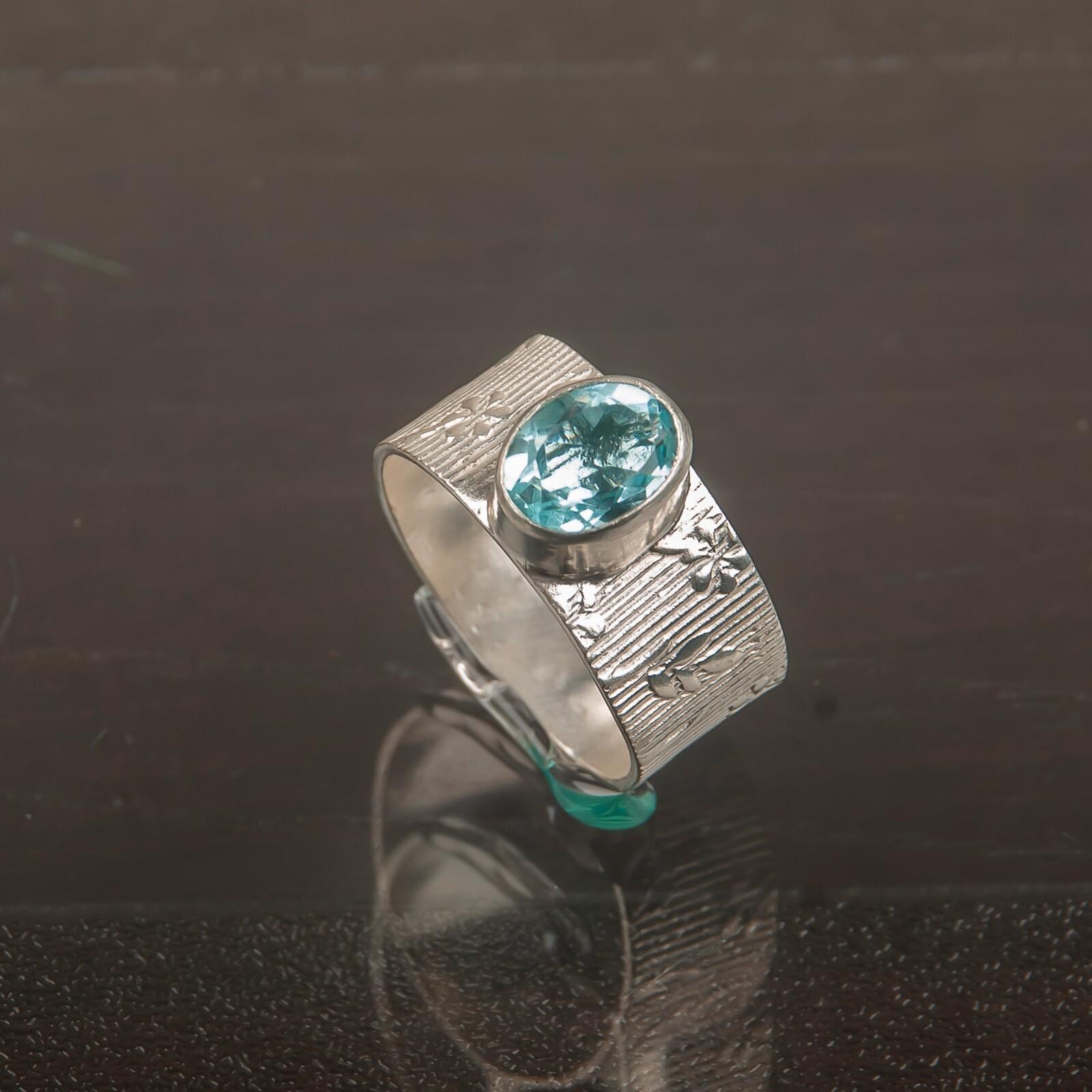 

Натуральный голубой топаз, драгоценный камень, ювелирные изделия из серебра 925 пробы, ручной работы, кольцо в стиле бохо, RR-3-4 13