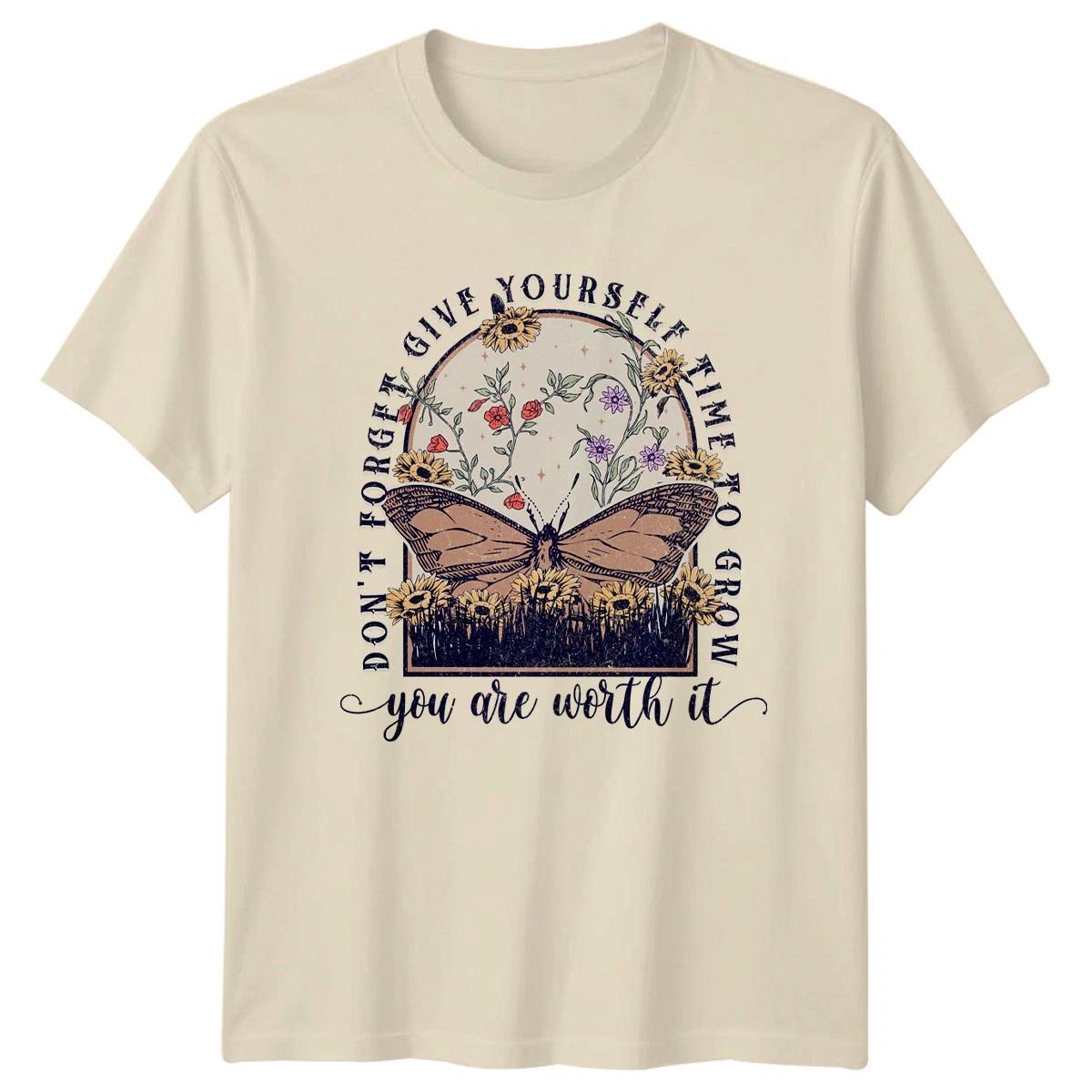 Dont Forget Give Yourself Time Womens T-Shirt Self Love Mental Health Gift L