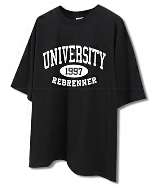 REBRENNER Standard Fit University Cool Cotton Short Sleeve T-Shirt Black White