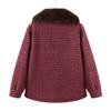 Middle-aged Fashion Mother Dress Mink Velvet Plaid Jacket Middle-aged and Old Women's Fur Collar Coat Plus Velvet Thickened Grandma Dress