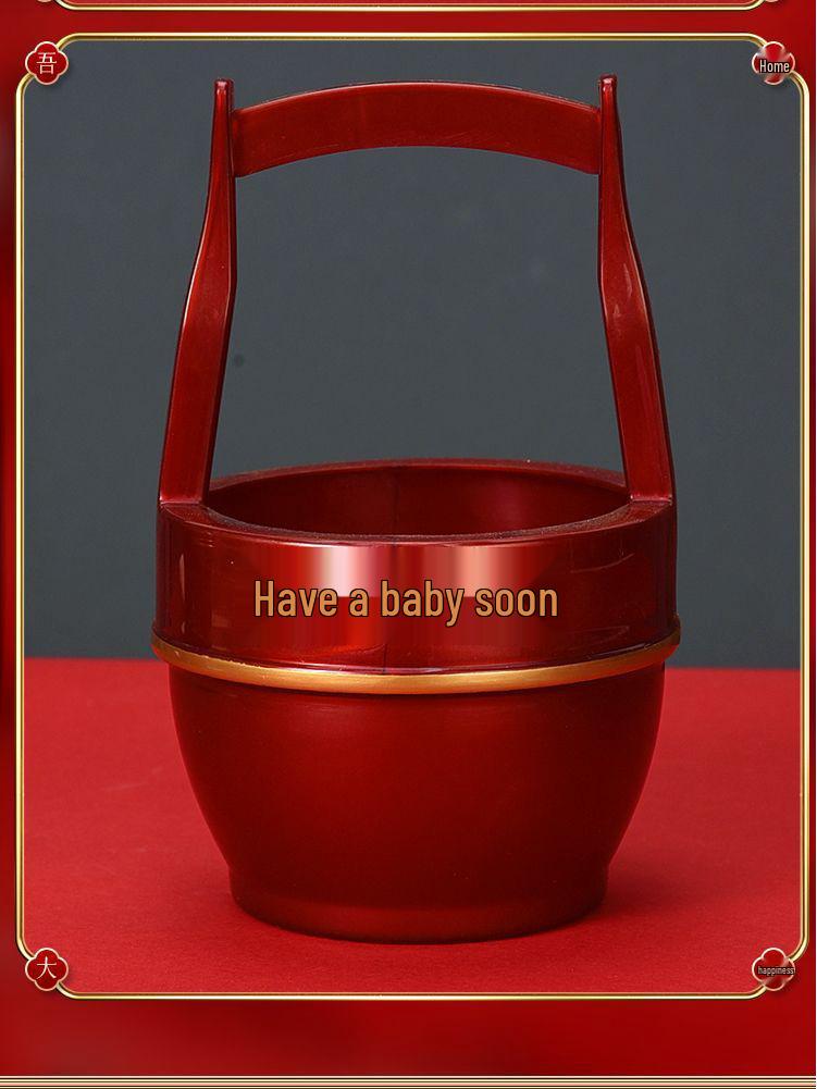 Prosperity Wedding Bride Dowry Bucket - Happy Plastic Spittoon & Small Toilet Set