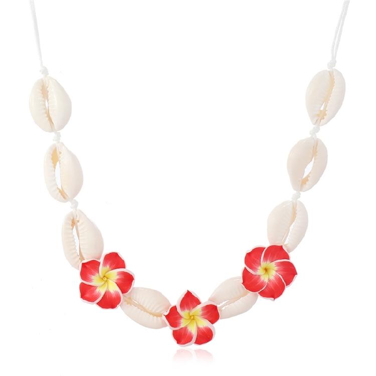 Handmade Ceramic Floral Shell Necklace Intricate Petal Designs Everyday Jewelry Accessory