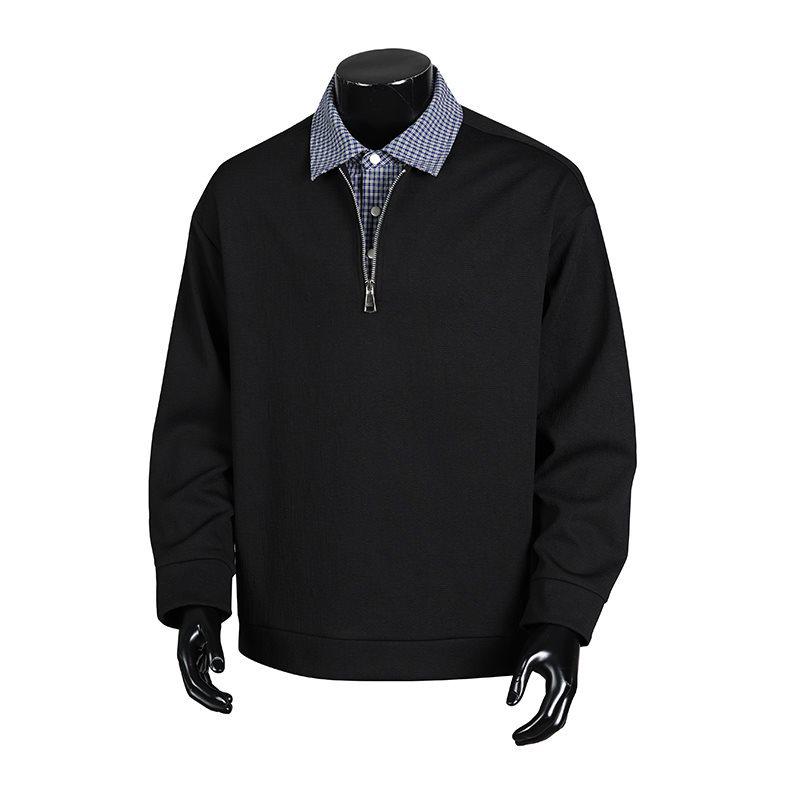 

Spring 2026 Men s College Style Half-Zip Sweatshirt with Shirt Collar L