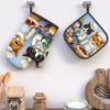S Niedliche Katzen-Kochmützen - Hitzebeständig, 27x17 cm Polyester-Küchenhandschuhe zum Kochen & Backen