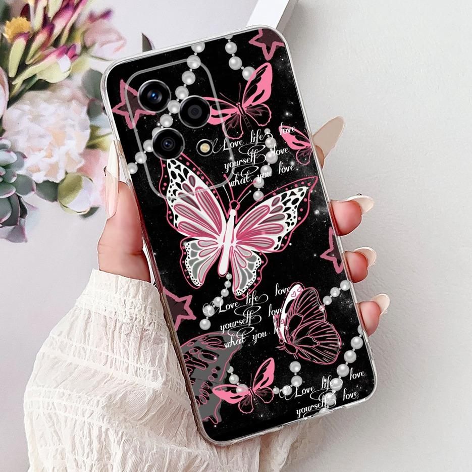 For Honor 200 Lite Case Cute Love Heart Butterfly Painted Cover Clear Silicone Phone Case For Honor 200 Lite 200Lite Soft Fundas