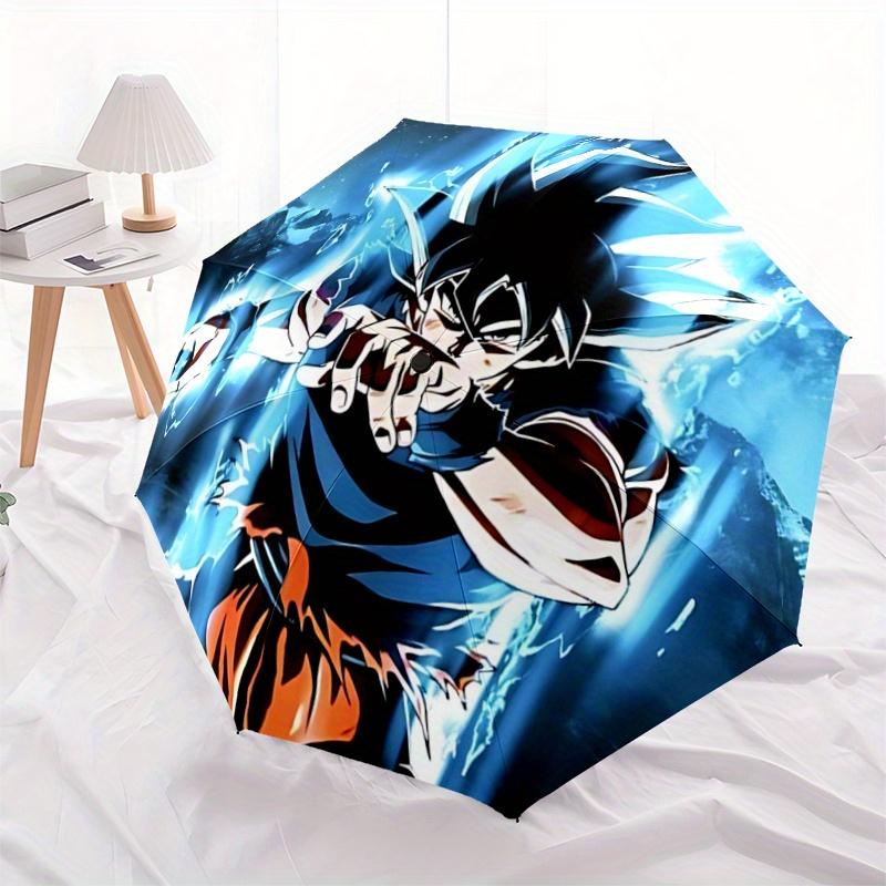 

1pc Dragon Ball Z Goku Super Saiyan Blue Artwork Automatic Open/CloseUmbrella-CuteUmbrella with Cute Design, Portable 3-Fold Compact Umbrell