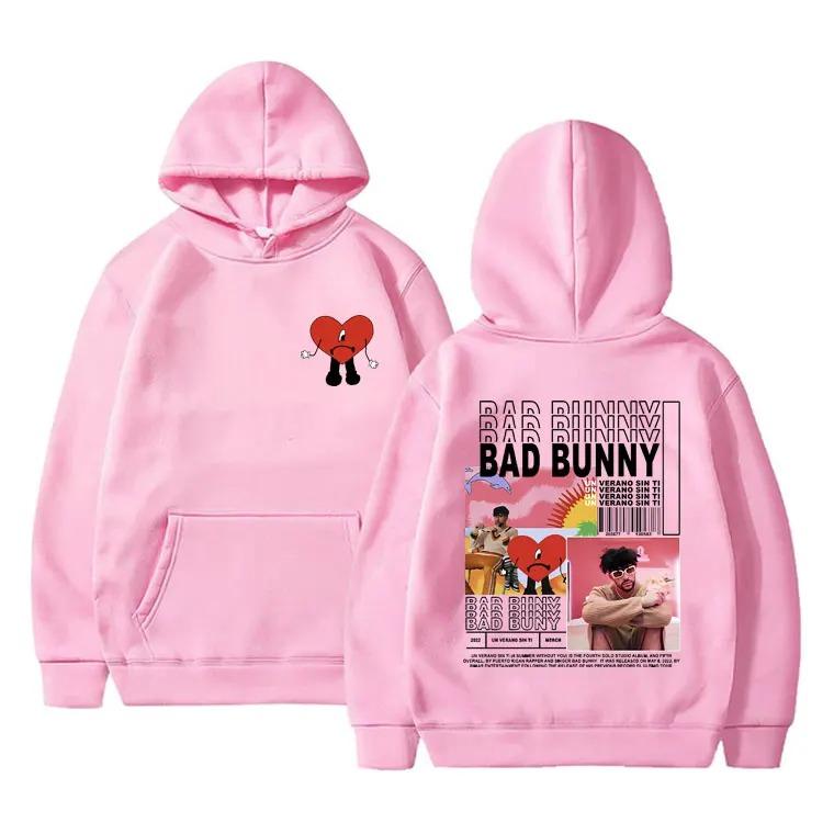 Rapper Singer Bad Bunny Graphic Hoodie Men Women Oversized Streetwear Hip Hop Harajuku Casual Loose Pullover Tracksuit Female Male Clothing